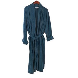 Dreams Co Robe Women's Blue Plush Long Sleeve Size 1X Turquoise Cozy Belted